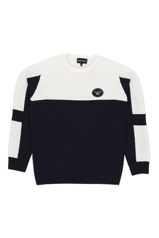 Pull en laine et cachemire - Bleu marine - Emporio Armani