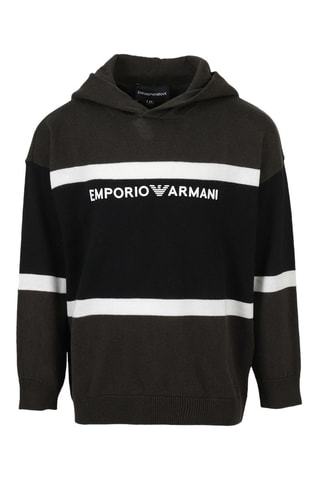 Pull à capuche en laine - Kaki - Emporio Armani