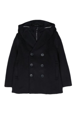 Manteau en laine vierge - Bleu marine - Emporio Armani