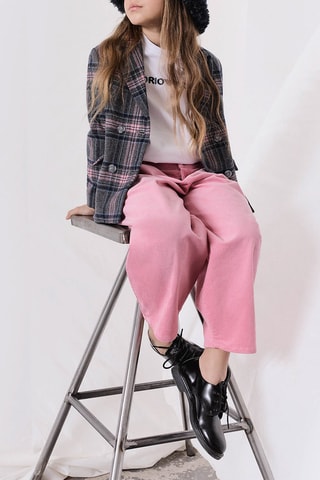 Veste en laine - Gris foncé et rose