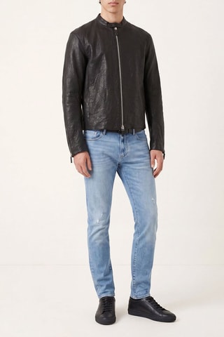 Veste en cuir d’agneau - Noir - Emporio Armani