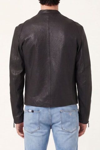 Veste en cuir d’agneau - Noir - Emporio Armani