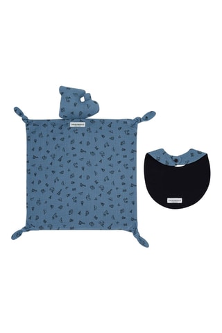 Doudou voiture et bavoir - Bleu