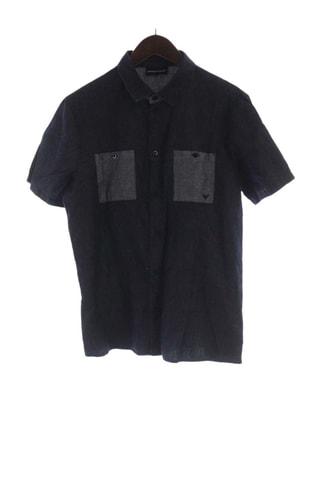 Chemise en lin - Bleu marine - Emporio Armani