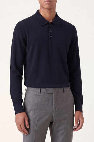 Polo en laine vierge - Bleu nuit - Emporio Armani