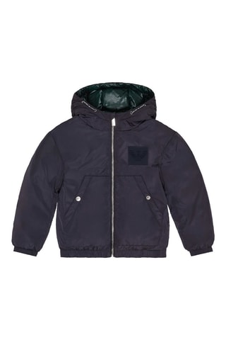 Doudoune réversible à capuche - Bleu marine et vert foncé