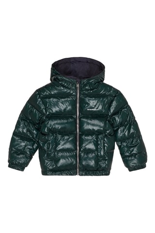 Doudoune réversible à capuche - Bleu marine et vert foncé
