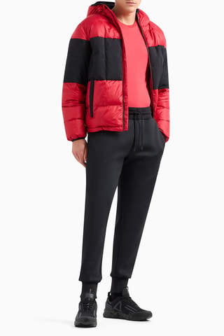 Doudoune à capuche - Rouge et noir