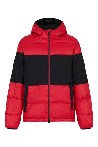 Doudoune à capuche - Rouge et noir
