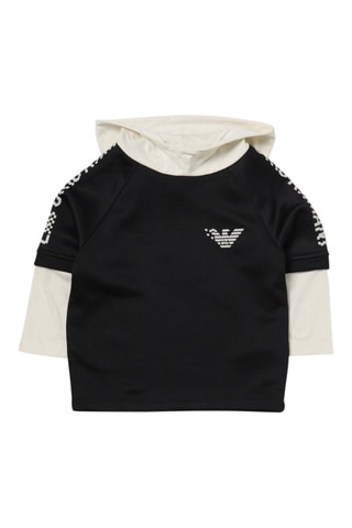 Sweat trompe-l’œil à capuche - Noir et blanc - Emporio Armani
