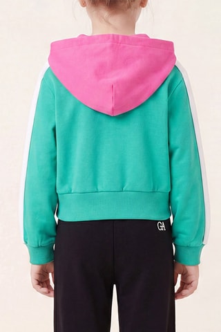 Sweat à capuche - Rose et vert clair