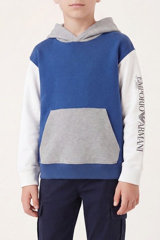 Sweat à capuche - Gris et bleu roi
