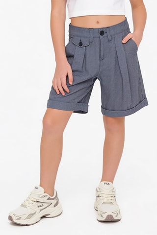 Short en lin - Bleu marine