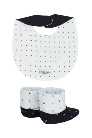 Bavoir réversible et chaussons - Blanc et bleu marine - Emporio Armani