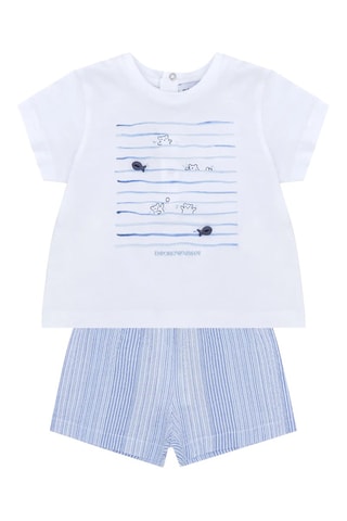 T-shirt et short - Blanc et bleu clair - Emporio Armani