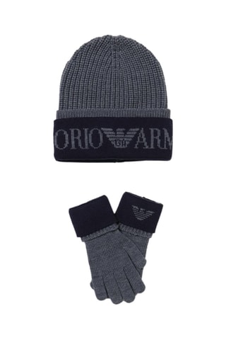 Bonnet et gants en laine - Gris - Emporio Armani
