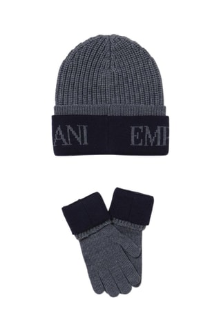 Bonnet et gants en laine - Gris - Emporio Armani