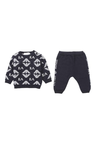Pull et pantalon en laine, soie et cachemire - Bleu marine - Emporio Armani