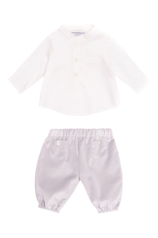 Chemise et jogging en velours - Gris clair et blanc