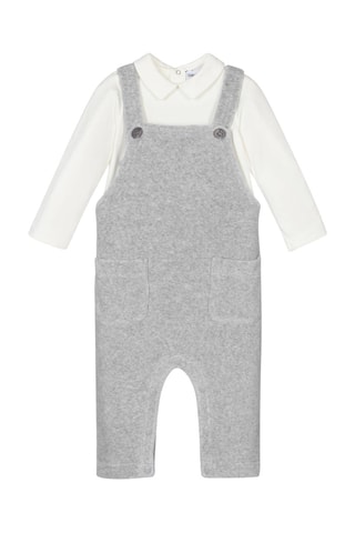 Body-chemise et salopette en laine et cachemire - Gris foncé chiné