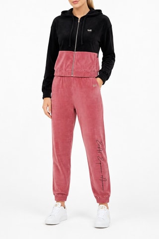 Sweat à capuche et jogging en velours - Noir et rose