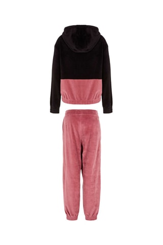 Sweat à capuche et jogging en velours - Noir et rose