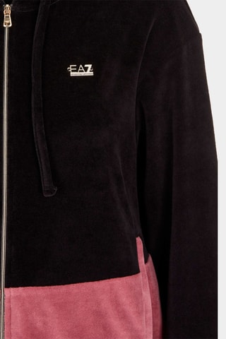 Sweat à capuche et jogging en velours - Noir et rose