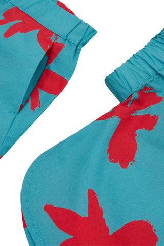 T-shirt à capuche et short - Vert d'eau et rouge