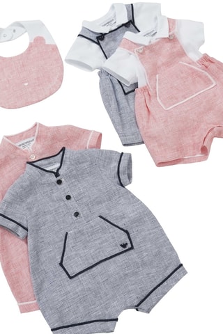 Chemise et salopette en lin - Bleu marine et blanc