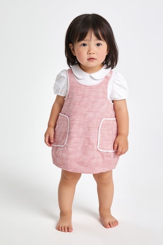 Robe trompe-l'oeil en lin - Rose
