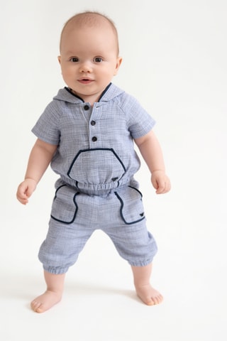Sweat à capuche et pantalon en lin - Bleu
