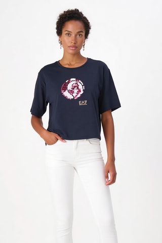 T-shirt cropped - Bleu marine