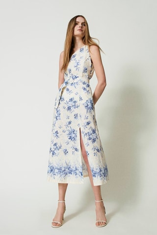 Robe asymétrique en lin - Ecru - Twin Set