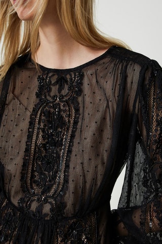 Robe patineuse en dentelle - Noir - Twin Set