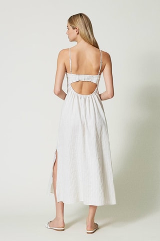 Robe midi en lin - Blanc - Twin Set