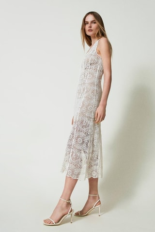 Robe midi en dentelle - Blanc - Twin Set