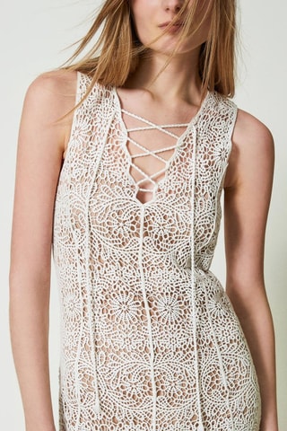 Robe midi en dentelle - Blanc - Twin Set