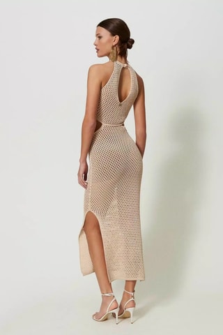 Robe midi en lin - Beige - Twin Set
