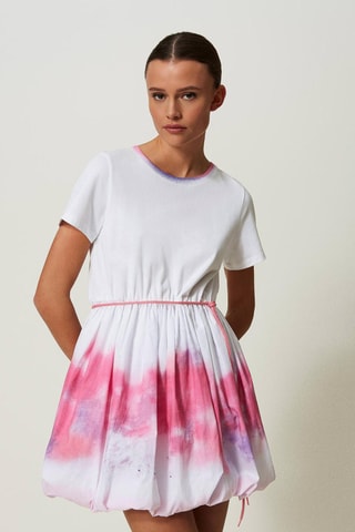 Robe boule tie and dye - Blanc et rose - Twin Set
