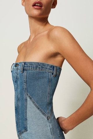 Robe bustier en jean - Bleu - Twin Set