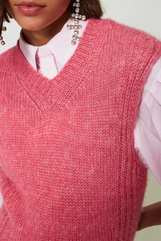 Pull sans manches en laine et alpaga - Rose - Twin Set
