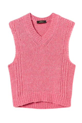Pull sans manches en laine et alpaga - Rose - Twin Set