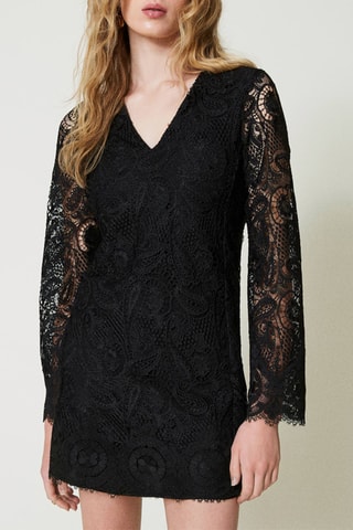 Robe droite en dentelle - Noir - Twin Set
