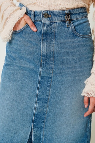 Jupe midi en jean taille haute - Bleu - Twin Set