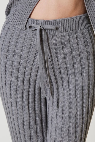Pantalon en laine et cachemire taille haute - Gris - Twin Set