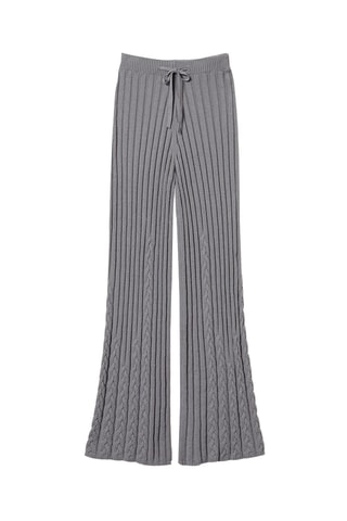 Pantalon en laine et cachemire taille haute - Gris - Twin Set