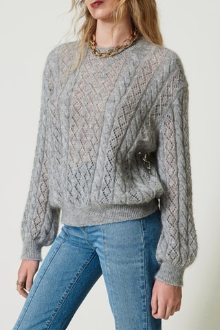 Pull en cachemire et laine - Gris clair - Twin Set