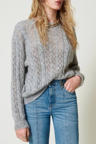 Pull en cachemire et laine - Gris clair - Twin Set