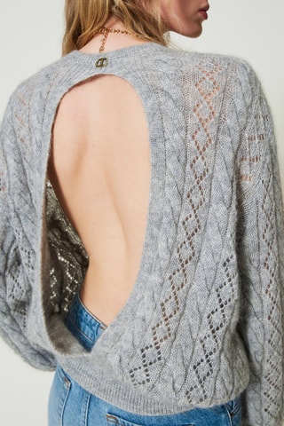 Pull en cachemire et laine - Gris clair - Twin Set