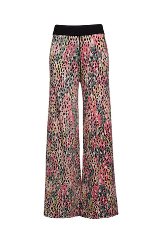 Pantalon wide legs - Noir, vert et rose